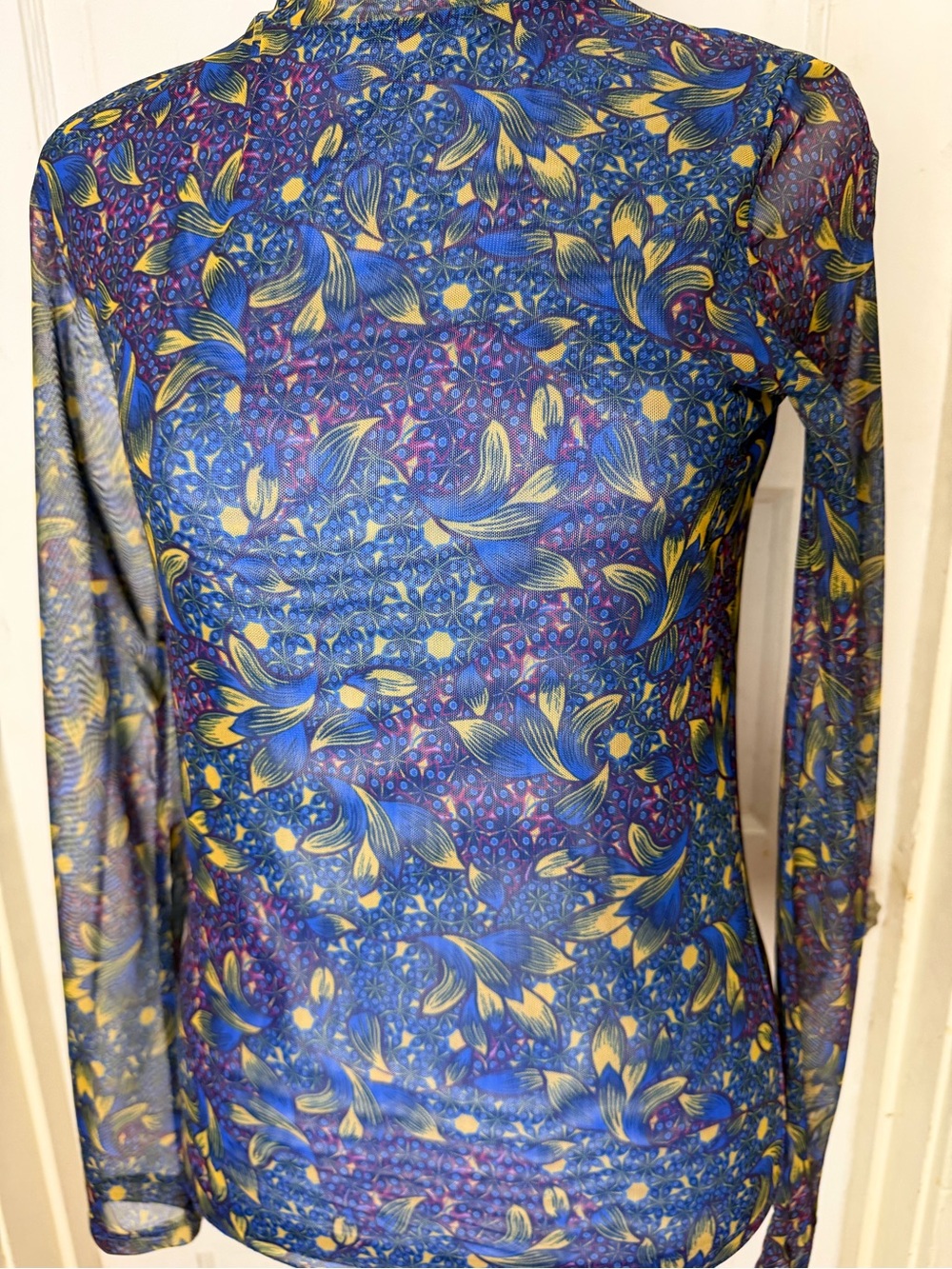 Anthropologie Gauzy Lined Mockneck Mesh Long Sleeve Top Y2K Style NWOT - Picture 2 of 8